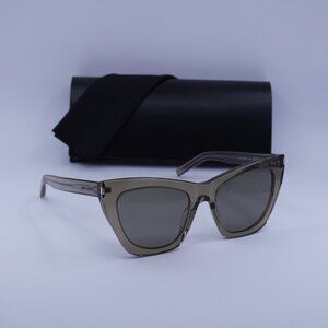 Saint Laurent SL214 KATE 025 Cat Eye Sunglasses - Transparent Brown/Grey